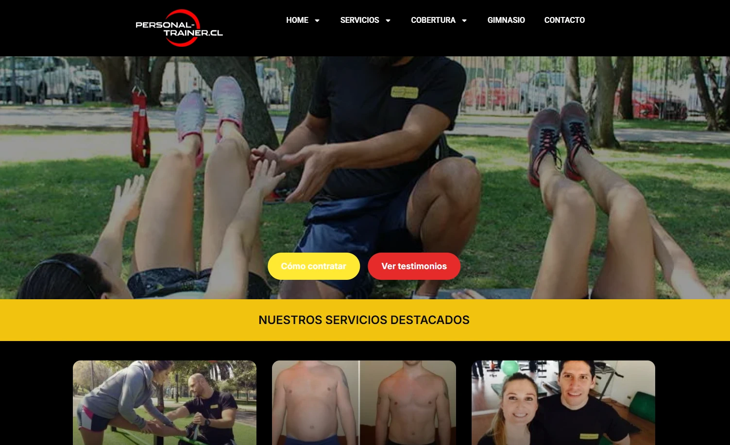 Diseño web para Personal Trainer — vista de escritorio
